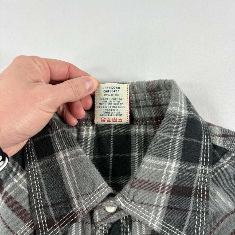True Religion Western Shirt Mens‎ XL Lot of 2 Plaid Pearl Snap Up Long Sleeve
